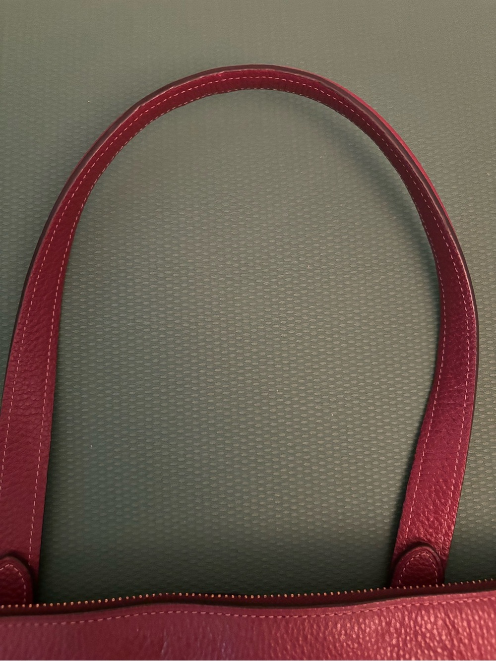 Coach Burgundy Pebbled Leather Tote with Gold Hardware - Picture 6 of 11